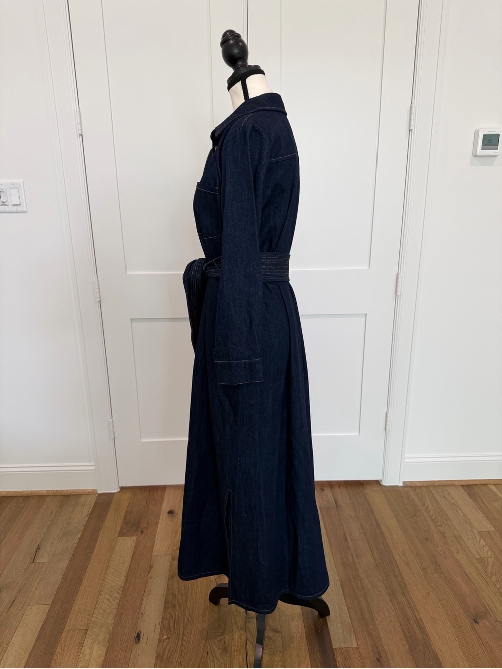 👖 Tuckernuck Dark Denim Maxi Dress - Medium 👖 Button Front & Tie Waist - Picture 9 of 16